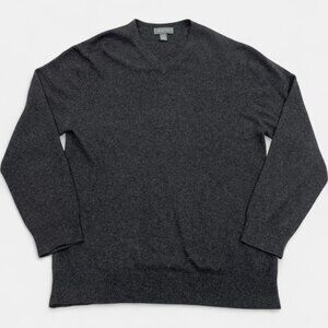 Mantles Cashmere Sweater Men's Size Large Charcoal Gray Long Sleeve V-Neck